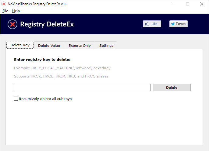 NoVirusThanks Registry DeleteEx