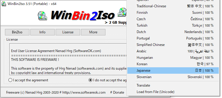 instal WinBin2Iso 6.21