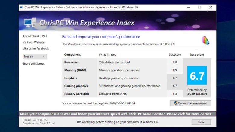 ChrisPC Win Experience Index 7.22.06 download the new