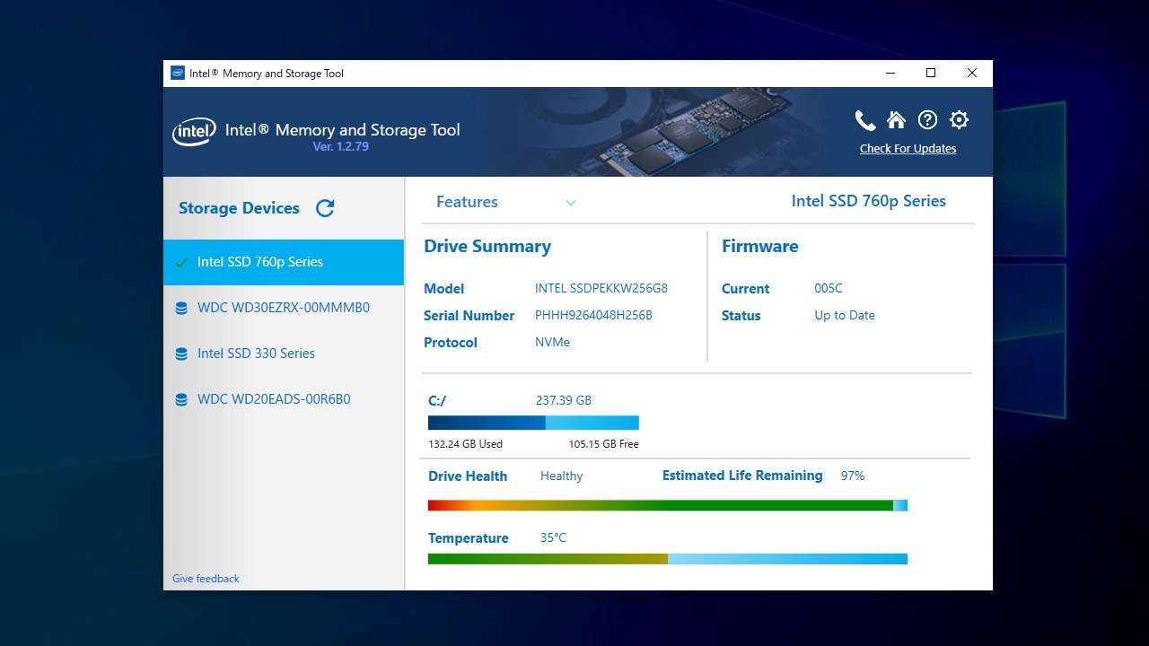 インテル Memory and Storage Tool