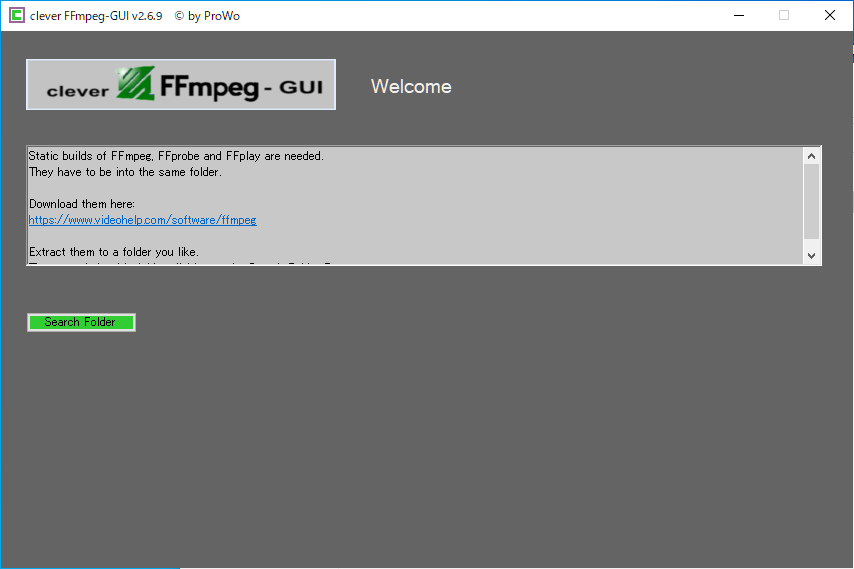 clever FFmpeg-GUI 3.1.2 instaling