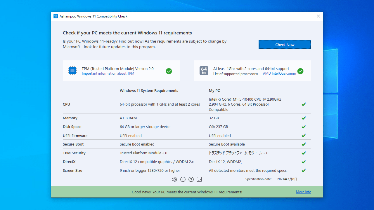 Ashampoo Windows 11 Compatibility Check
