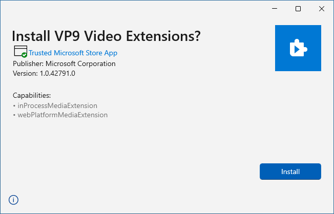 VP9 ビデオ拡張機能