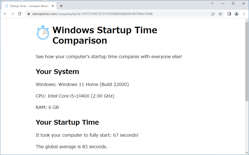 Windows Startup Timer