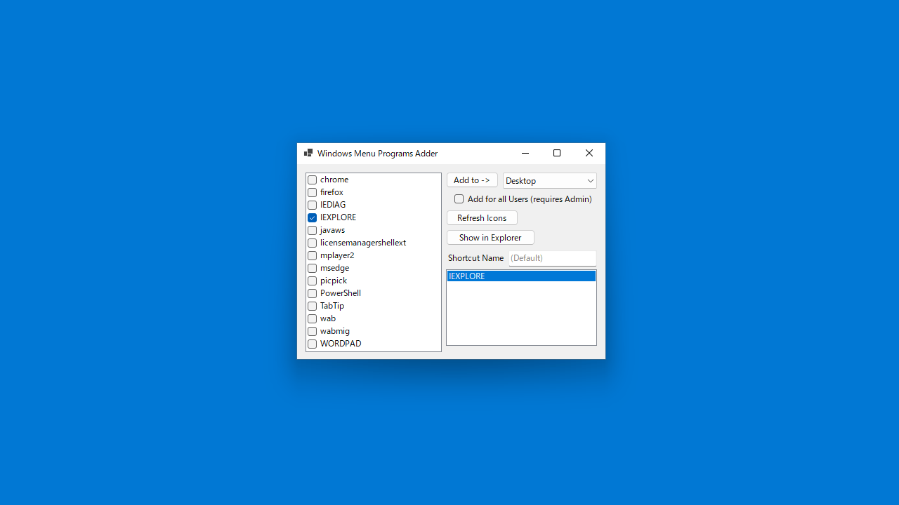 Windows Menu Programs Adder